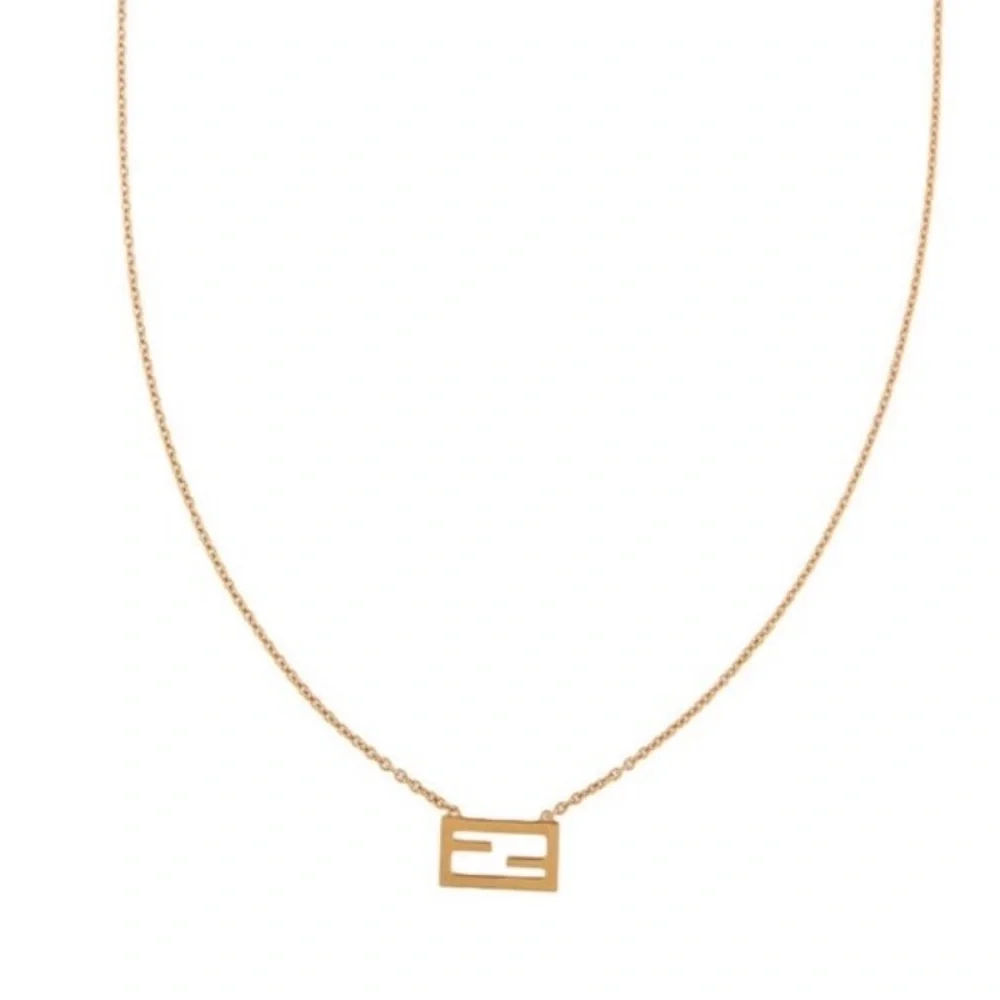Fendi Gold Chain Necklace with Rectangular Pendant - Picture 1 of 3